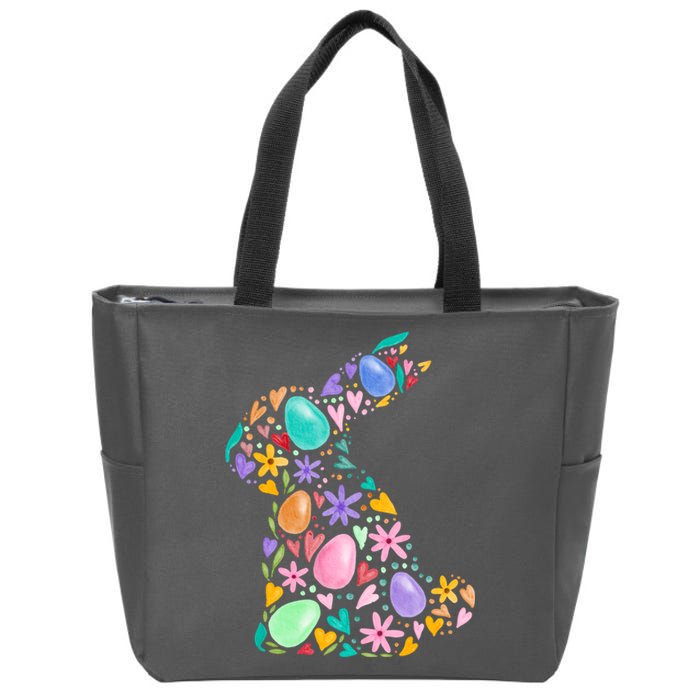 Easter Egg Bunny Floral Holiday Zip Tote Bag