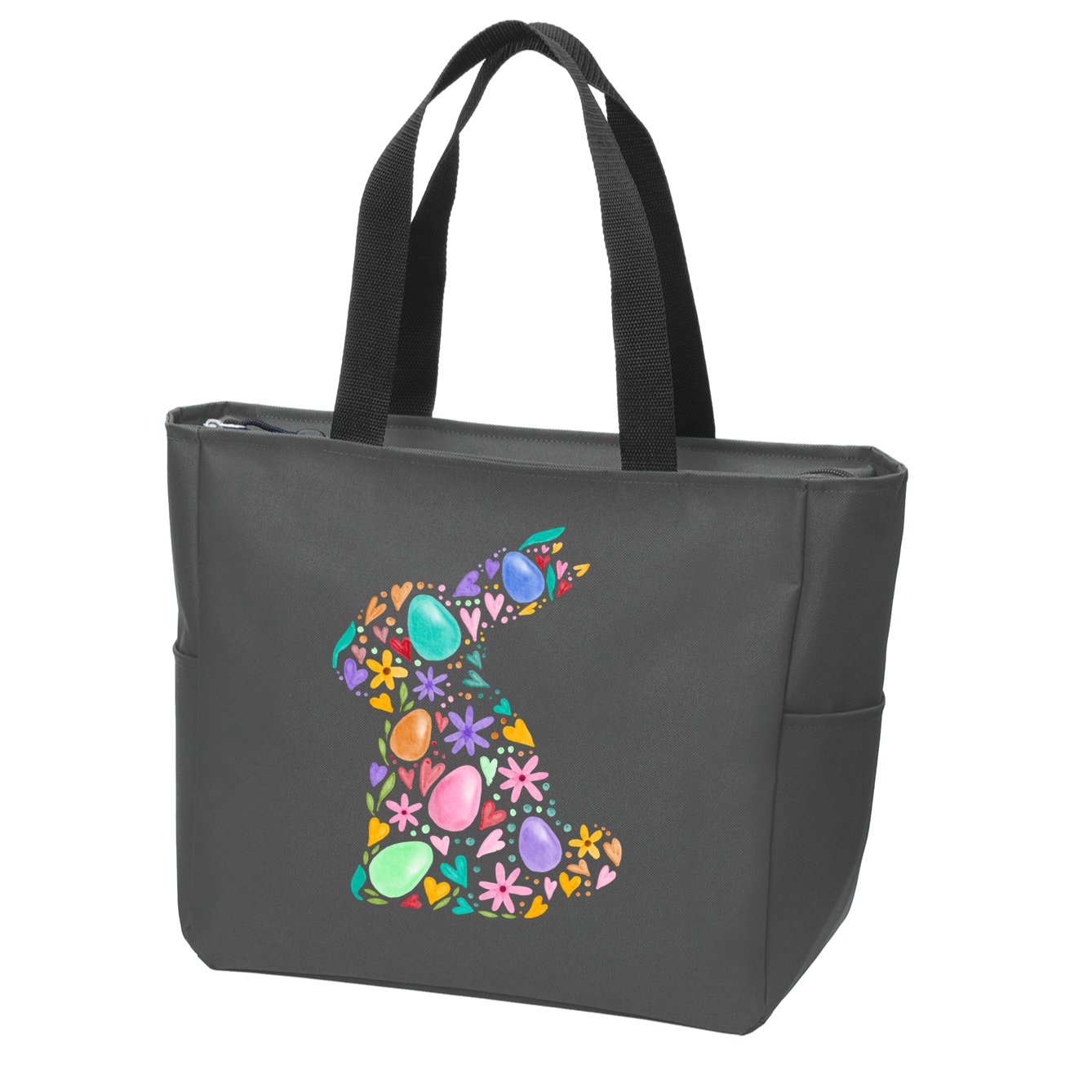 Easter Egg Bunny Floral Holiday Zip Tote Bag