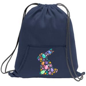 Easter Egg Bunny Floral Holiday Sweatshirt Cinch Pack Bag