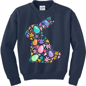 Easter Egg Bunny Floral Holiday Kids Sweatshirt