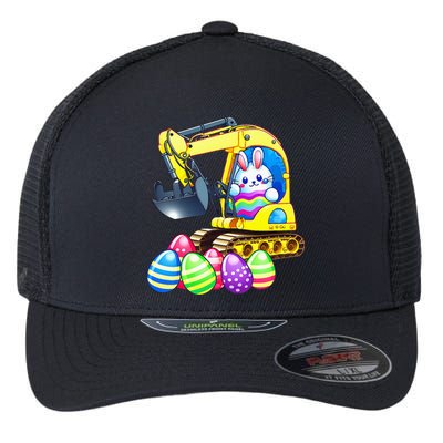 Eggs-Cavator Easter Bunny Rabbit Excavator Flexfit Unipanel Trucker Cap