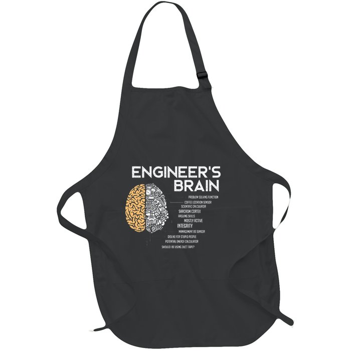 Engineer Engineers Brain Funny Engineering Full-Length Apron With Pockets