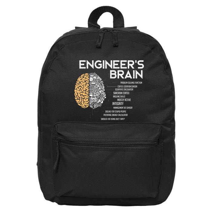 Engineer Engineers Brain Funny Engineering 16 in Basic Backpack