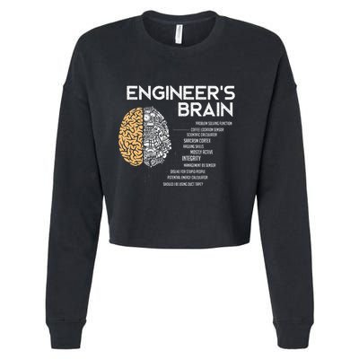 Engineer Engineers Brain Funny Engineering Cropped Pullover Crew