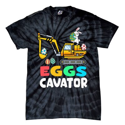 Eggs-Cavator Easter Bunny Excavator Tie-Dye T-Shirt