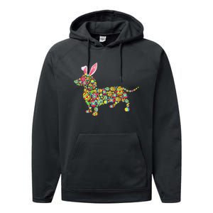 Easter Eggs Bunny Dachshund Dog Performance Fleece Hoodie