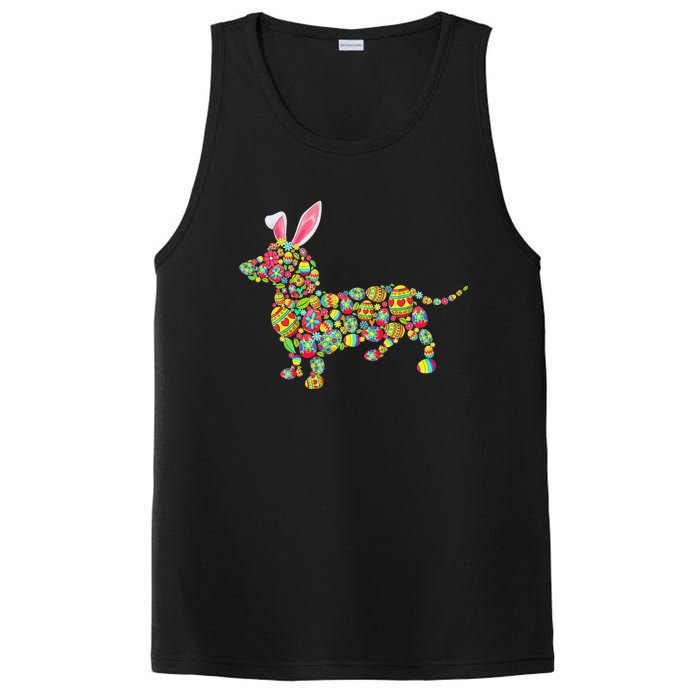 Easter Eggs Bunny Dachshund Dog PosiCharge Competitor Tank