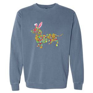 Easter Eggs Bunny Dachshund Dog Garment-Dyed Sweatshirt