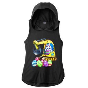 Eggs-Cavator Easter Bunny Rabbit Excavator Ladies PosiCharge Tri-Blend Wicking Draft Hoodie Tank