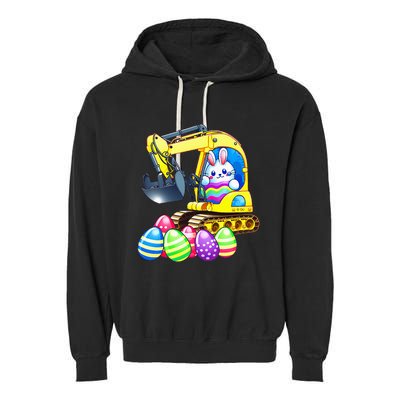 Eggs-Cavator Easter Bunny Rabbit Excavator Garment-Dyed Fleece Hoodie