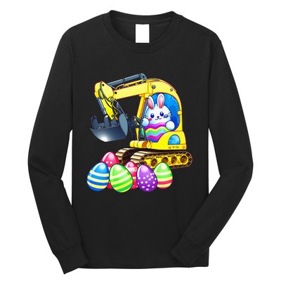 Eggs-Cavator Easter Bunny Rabbit Excavator Long Sleeve Shirt