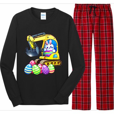 Eggs-Cavator Easter Bunny Rabbit Excavator Long Sleeve Pajama Set