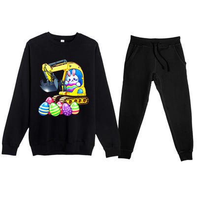 Eggs-Cavator Easter Bunny Rabbit Excavator Premium Crewneck Sweatsuit Set