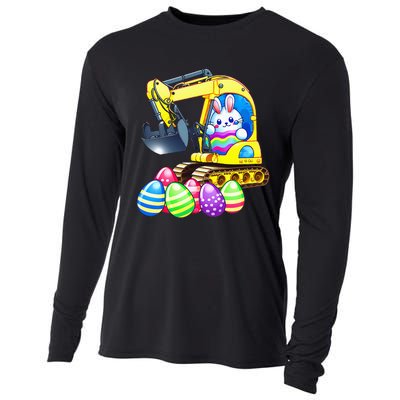 Eggs-Cavator Easter Bunny Rabbit Excavator Cooling Performance Long Sleeve Crew