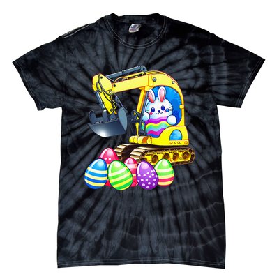 Eggs-Cavator Easter Bunny Rabbit Excavator Tie-Dye T-Shirt