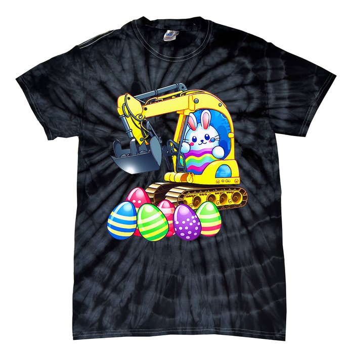 Eggs-Cavator Easter Bunny Rabbit Excavator Tie-Dye T-Shirt