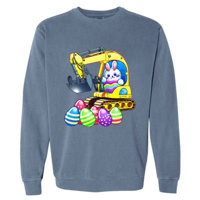 Eggs-Cavator Easter Bunny Rabbit Excavator Garment-Dyed Sweatshirt