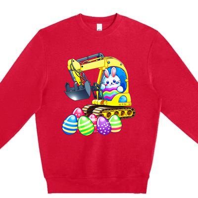 Eggs-Cavator Easter Bunny Rabbit Excavator Premium Crewneck Sweatshirt