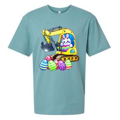 Eggs-Cavator Easter Bunny Rabbit Excavator Sueded Cloud Jersey T-Shirt