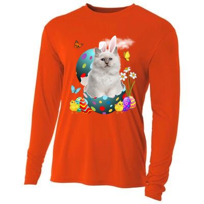 Easter Eggs Bir Bunny Cat Funny Gift Cat Dad Cat Mom Gift Cooling Performance Long Sleeve Crew