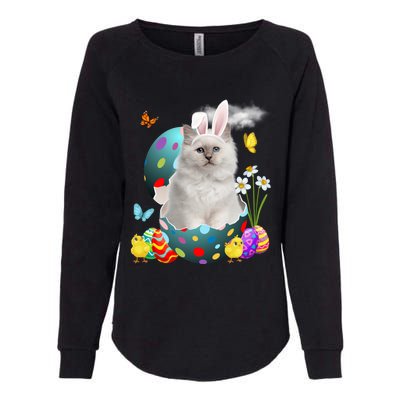 Easter Eggs Bir Bunny Cat Funny Gift Cat Dad Cat Mom Gift Womens California Wash Sweatshirt