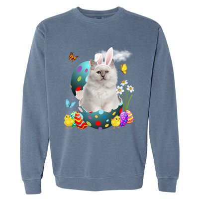 Easter Eggs Bir Bunny Cat Funny Gift Cat Dad Cat Mom Gift Garment-Dyed Sweatshirt