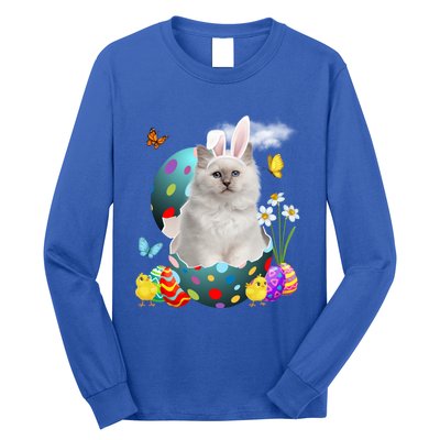 Easter Eggs Bir Bunny Cat Funny Gift Cat Dad Cat Mom Gift Long Sleeve Shirt