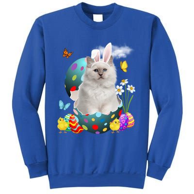 Easter Eggs Bir Bunny Cat Funny Gift Cat Dad Cat Mom Gift Sweatshirt