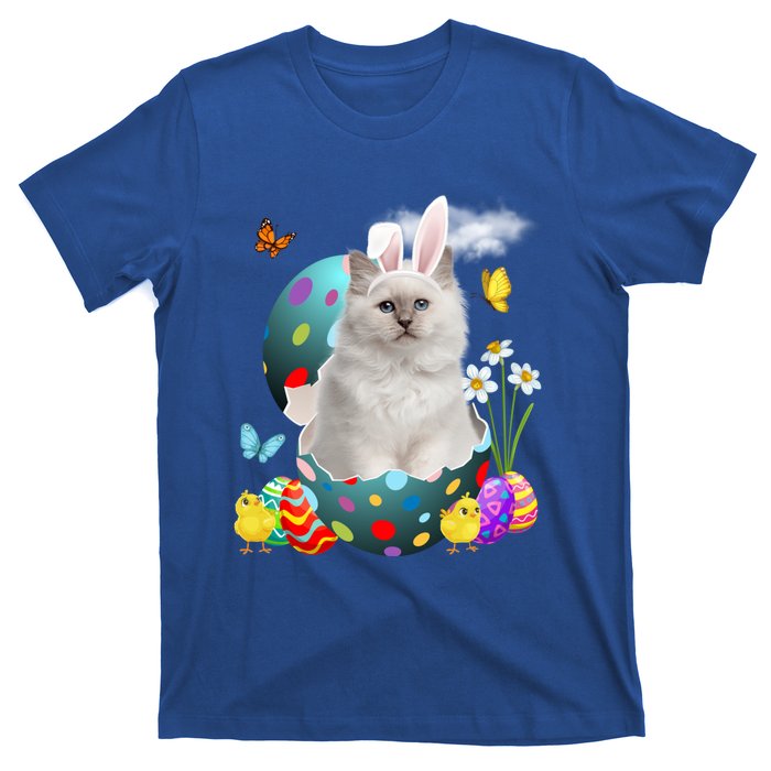 Easter Eggs Bir Bunny Cat Funny Gift Cat Dad Cat Mom Gift T-Shirt