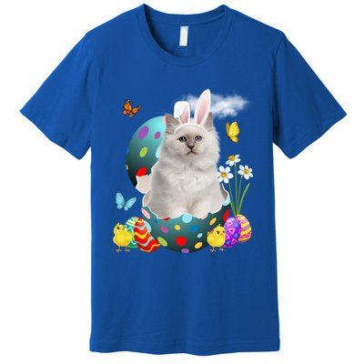 Easter Eggs Bir Bunny Cat Funny Gift Cat Dad Cat Mom Gift Premium T-Shirt