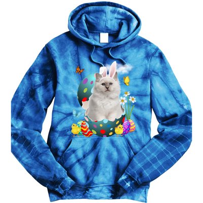 Easter Eggs Bir Bunny Cat Funny Gift Cat Dad Cat Mom Gift Tie Dye Hoodie