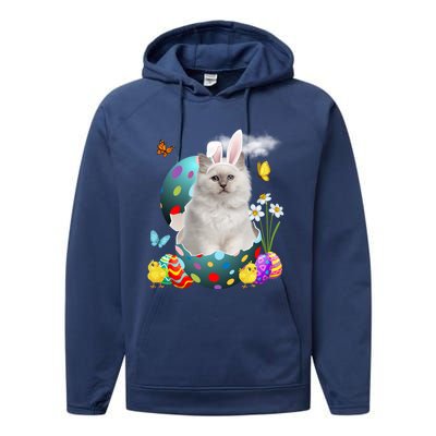 Easter Eggs Bir Bunny Cat Funny Gift Cat Dad Cat Mom Gift Performance Fleece Hoodie