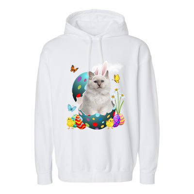 Easter Eggs Bir Bunny Cat Funny Gift Cat Dad Cat Mom Gift Garment-Dyed Fleece Hoodie