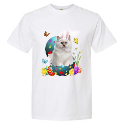 Easter Eggs Bir Bunny Cat Funny Gift Cat Dad Cat Mom Gift Garment-Dyed Heavyweight T-Shirt