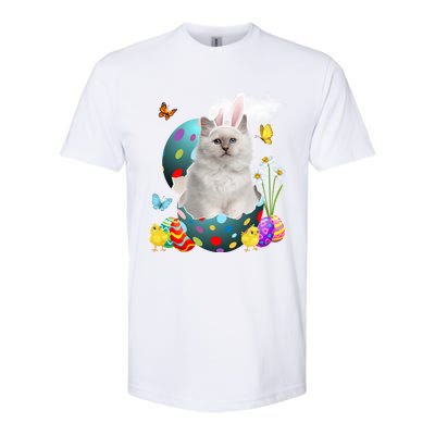 Easter Eggs Bir Bunny Cat Funny Gift Cat Dad Cat Mom Gift Softstyle CVC T-Shirt