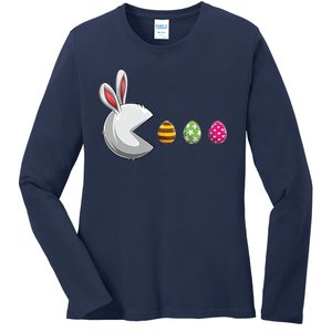 Easter Eggs Bunny Cute Holiday Ladies Long Sleeve Shirt