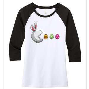 Easter Eggs Bunny Cute Holiday Women's Tri-Blend 3/4-Sleeve Raglan Shirt