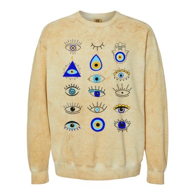 Evil Eye Curse Protection Hand of Hamsa Seeing Eyes Evil Eye Colorblast Crewneck Sweatshirt