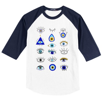 Evil Eye Curse Protection Hand of Hamsa Seeing Eyes Evil Eye Baseball Sleeve Shirt