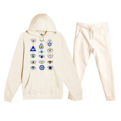 Evil Eye Curse Protection Hand of Hamsa Seeing Eyes Evil Eye Premium Hooded Sweatsuit Set