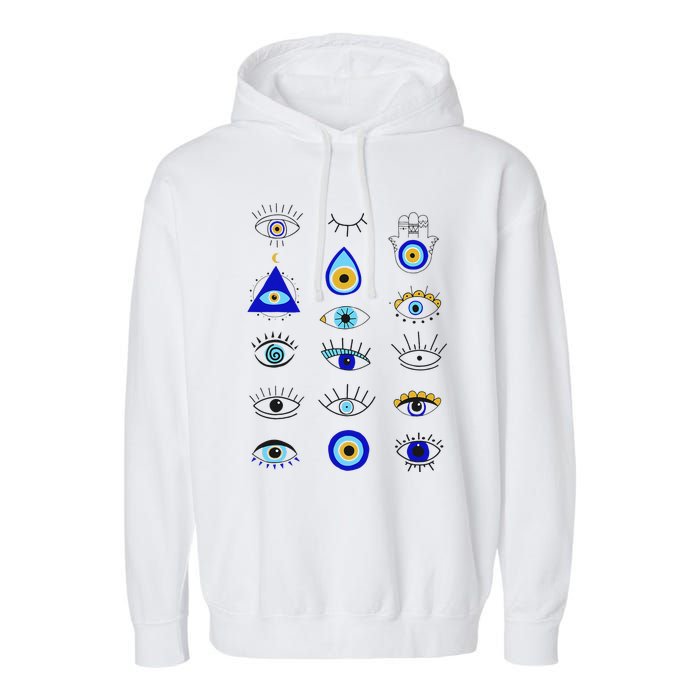 Evil Eye Curse Protection Hand of Hamsa Seeing Eyes Evil Eye Garment-Dyed Fleece Hoodie