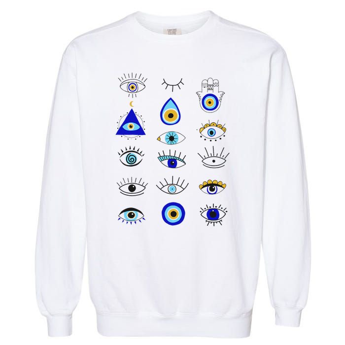 Evil Eye Curse Protection Hand of Hamsa Seeing Eyes Evil Eye Garment-Dyed Sweatshirt