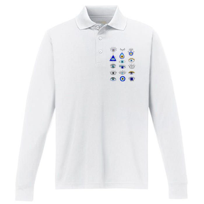 Evil Eye Curse Protection Hand of Hamsa Seeing Eyes Evil Eye Performance Long Sleeve Polo