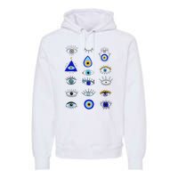 Evil Eye Curse Protection Hand of Hamsa Seeing Eyes Evil Eye Premium Hoodie