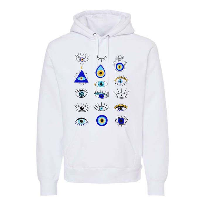 Evil Eye Curse Protection Hand of Hamsa Seeing Eyes Evil Eye Premium Hoodie