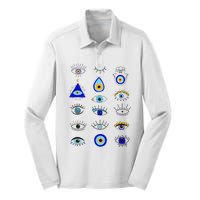 Evil Eye Curse Protection Hand of Hamsa Seeing Eyes Evil Eye Silk Touch Performance Long Sleeve Polo