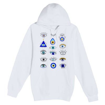 Evil Eye Curse Protection Hand of Hamsa Seeing Eyes Evil Eye Premium Pullover Hoodie