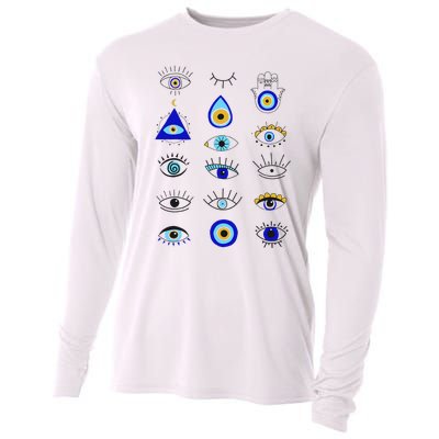 Evil Eye Curse Protection Hand of Hamsa Seeing Eyes Evil Eye Cooling Performance Long Sleeve Crew