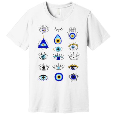 Evil Eye Curse Protection Hand of Hamsa Seeing Eyes Evil Eye Premium T-Shirt