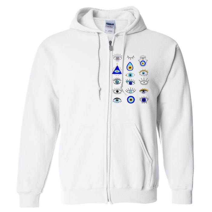 Evil Eye Curse Protection Hand of Hamsa Seeing Eyes Evil Eye Full Zip Hoodie